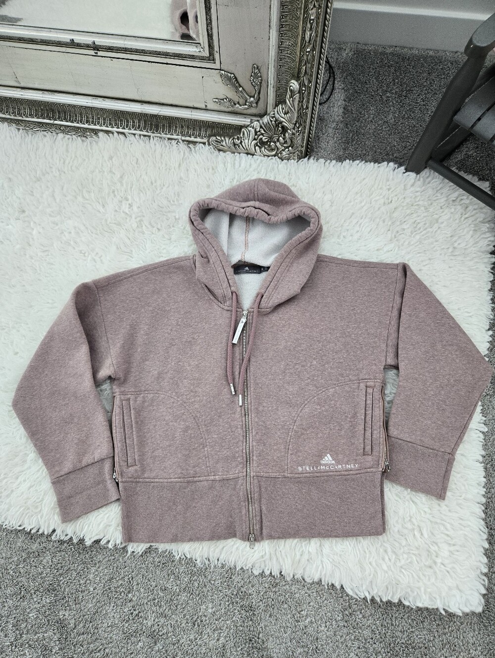 Adidas by Stella McCartney Ess Zip Hoodie. Organic Cotton Blend. Mauve. Size Med - Picture 3 of 10